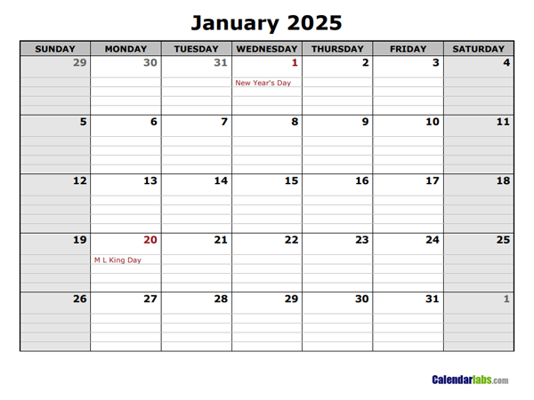 2025 Printable Landscape Monthly Calendar Free Printable Templates