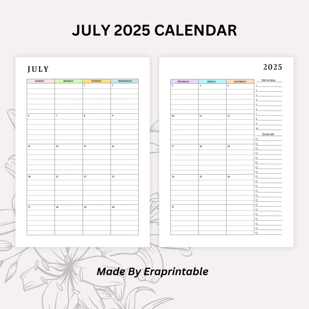 2025 Printable Lined Calendars Sally Powell