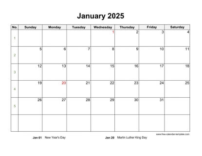 2025 Printable Monthly Calendar With Space For Appointments horizontal 