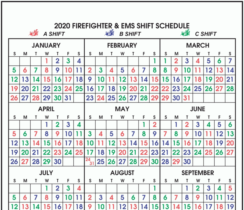 2025 Shift Calendar Firefighter Christine L Schultz