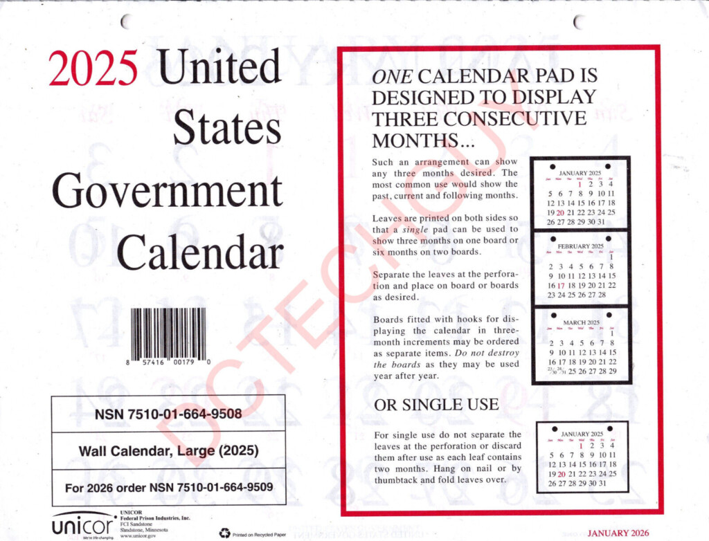 2025 United States Government Wall Calendar Printable 2025 Belva Ottilie