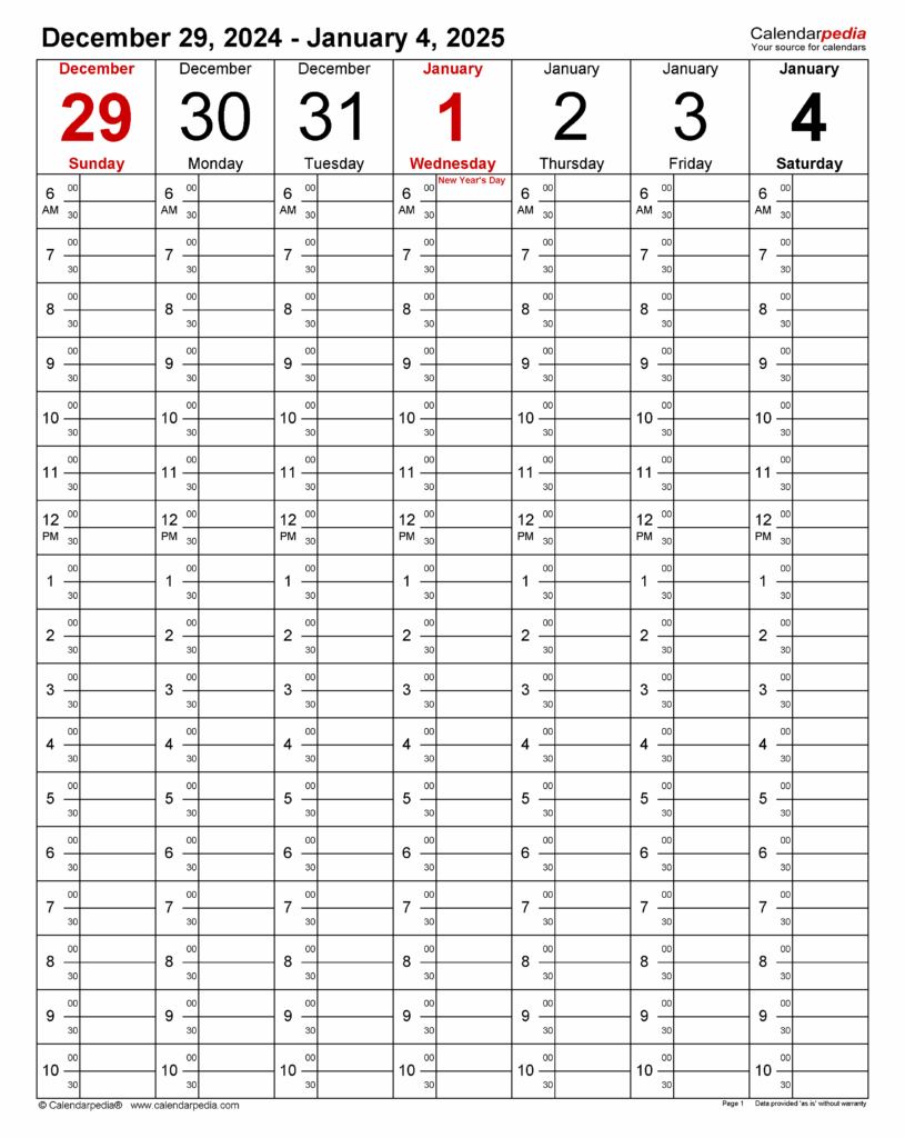 2025 Weekly Calendar Printable Free Pdf One Page Printable Doris V 