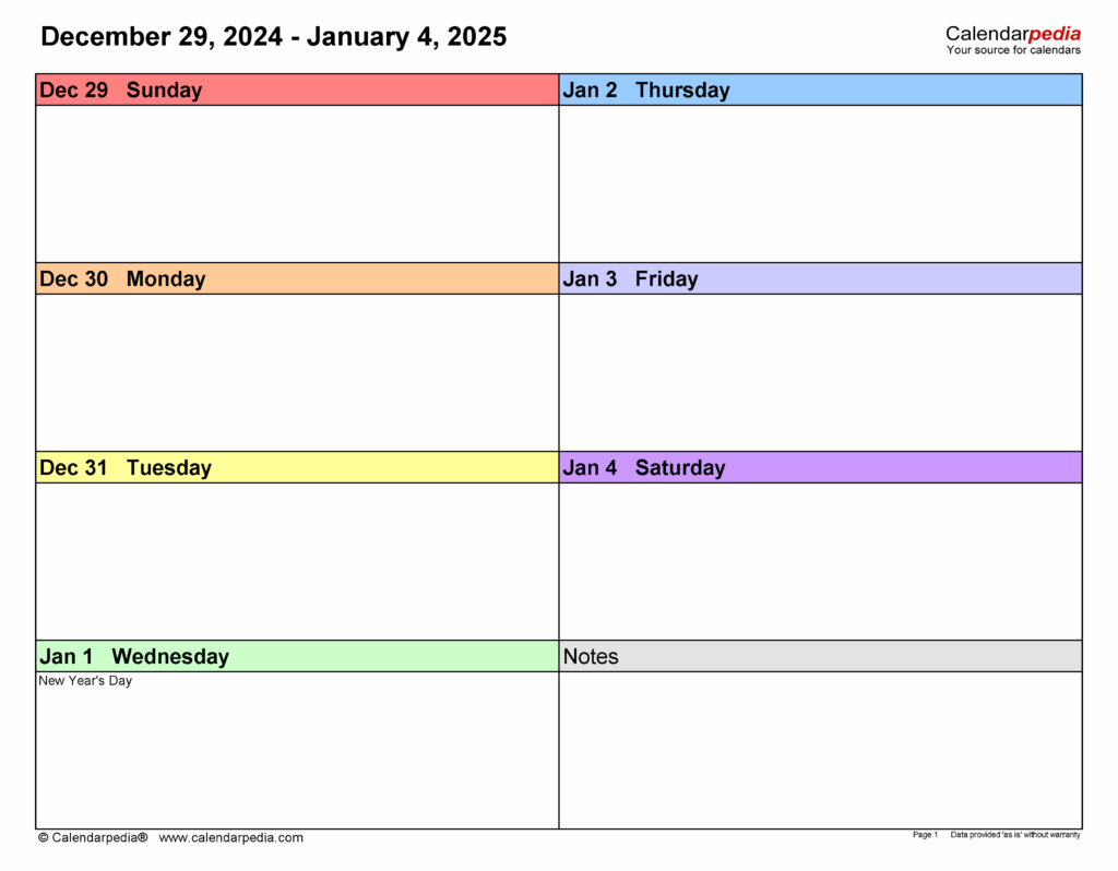 2025 Weekly Calendar Template Hestia Salaidh