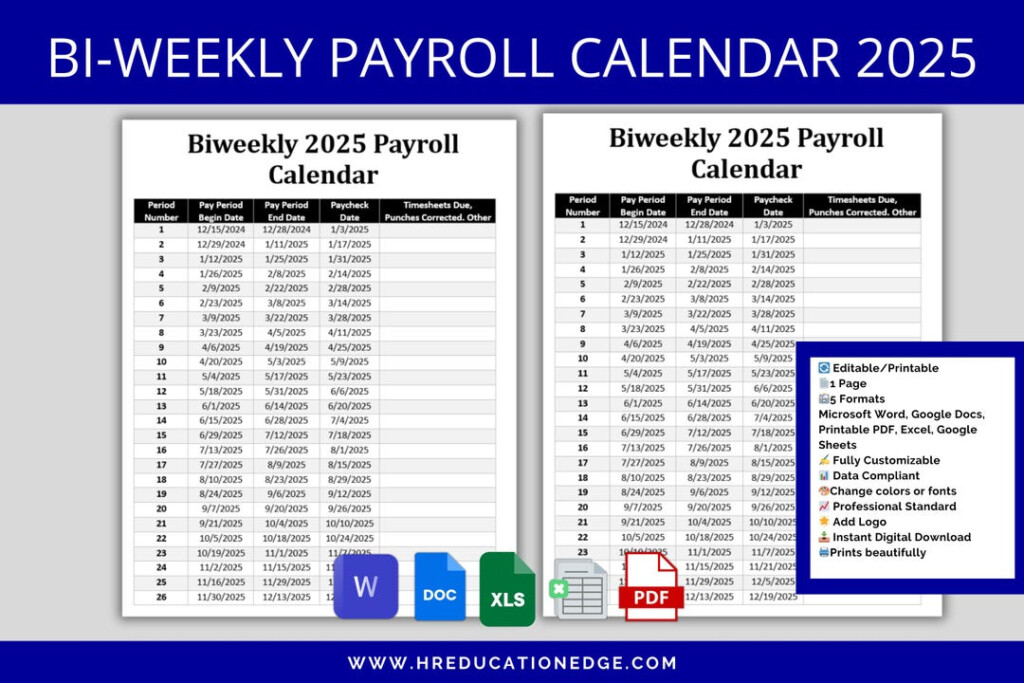 2025 Weekly Payroll Calendar Printable Faye C White