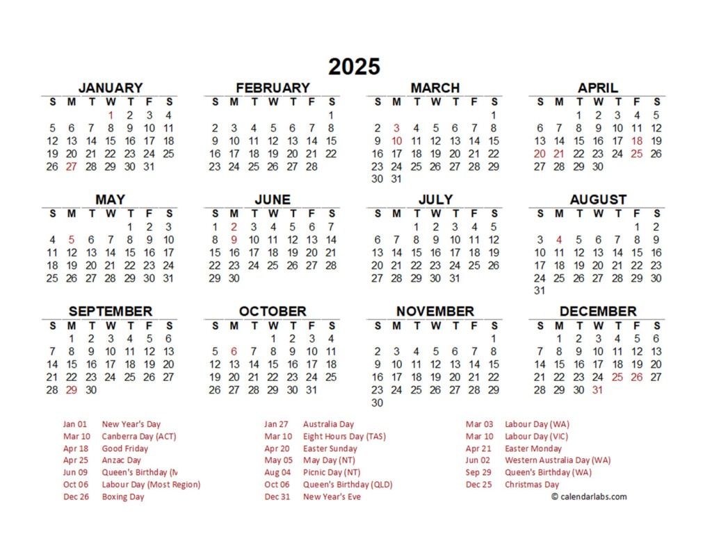 2025 Year At A Glance Calendar Printable Free Archie E Mason
