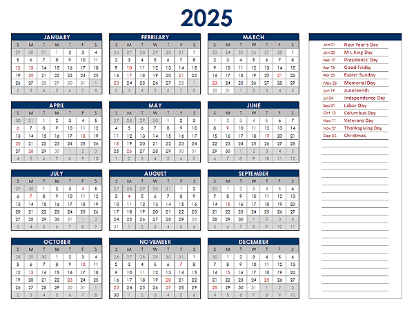 2025 Yearly Calendar Excel Free Download Tom S Brown