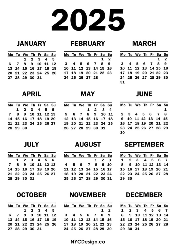 2025 Yearly Calendar Free Printable Jennifer R Martindale