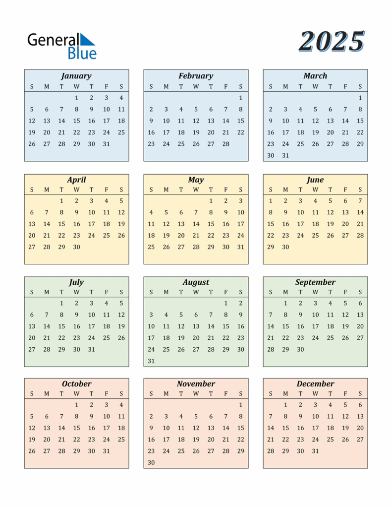 2025 Yearly Calendar Printable Full Year Wise Memory Rhoda Nickie