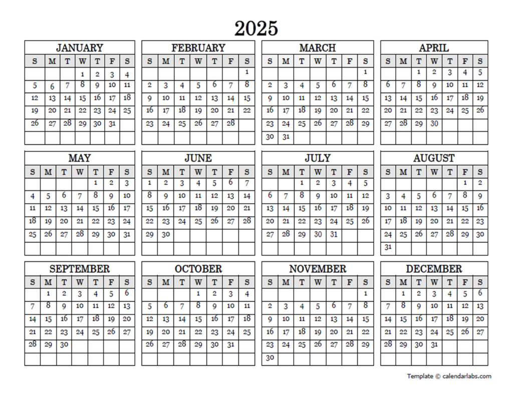 2025 Yearly Calendar Printable One Page Stephen D Beaver