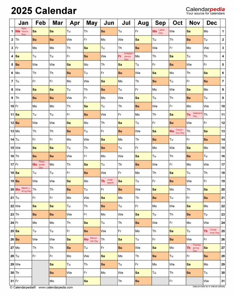 2025 Yearly Calendar Template Excel Free Template Stevie M Miller