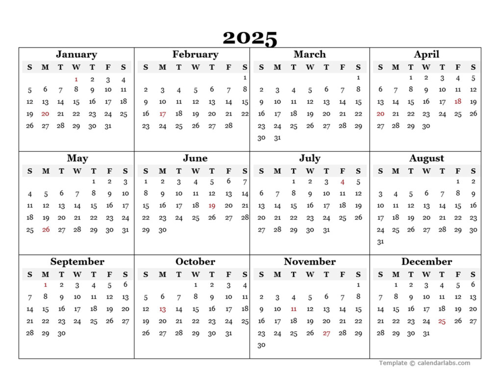 2025 Yearly Calendar Template Word Online Gratis James L Prokop