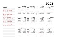 2025 Yearly Editable Word Calendar Template Free Printable Templates