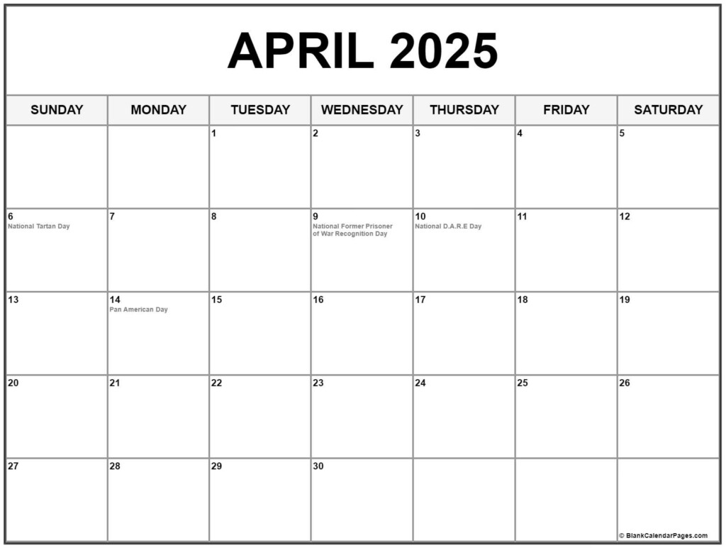 April 2025 Calendar Free Printable Jennifer S Ramsey