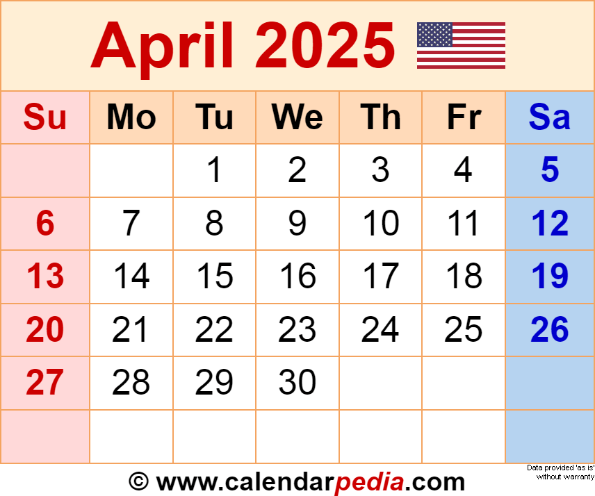 April 2025 Calendar Free Printable Jennifer S Ramsey