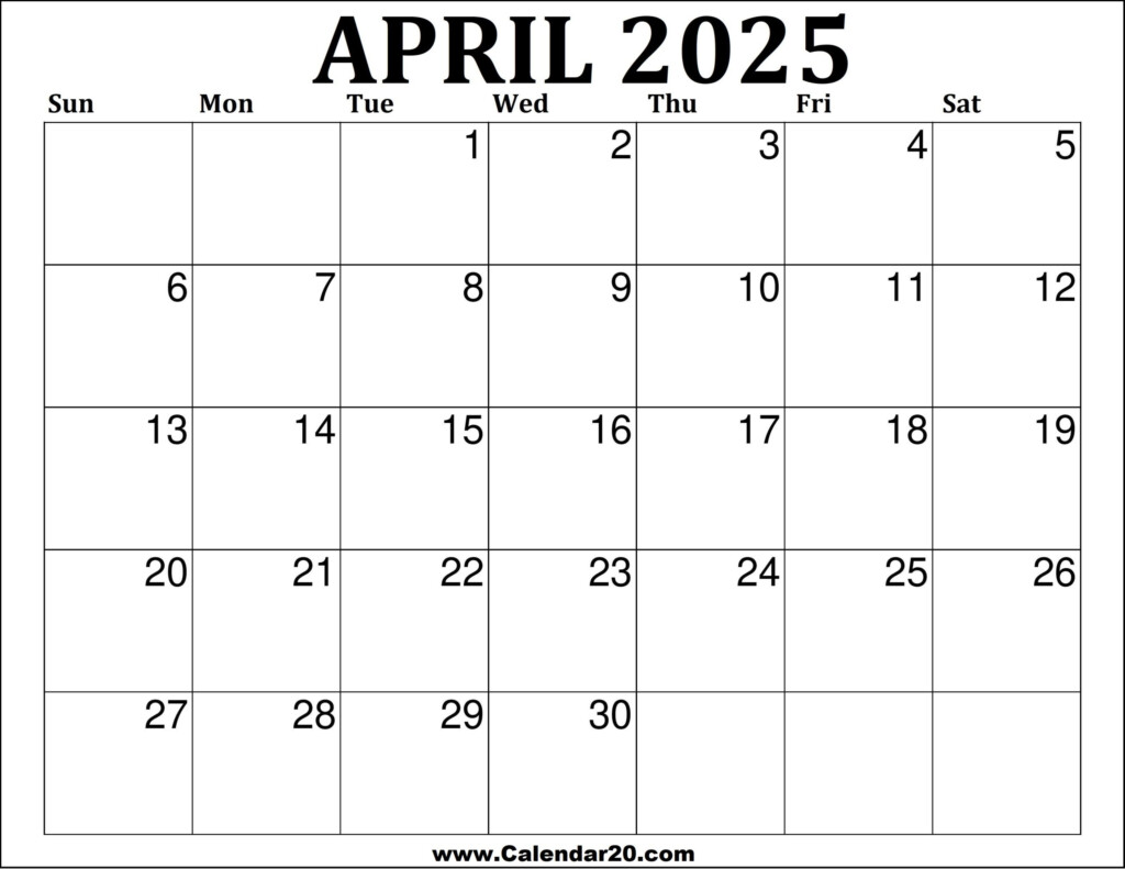 April Calendar 2025