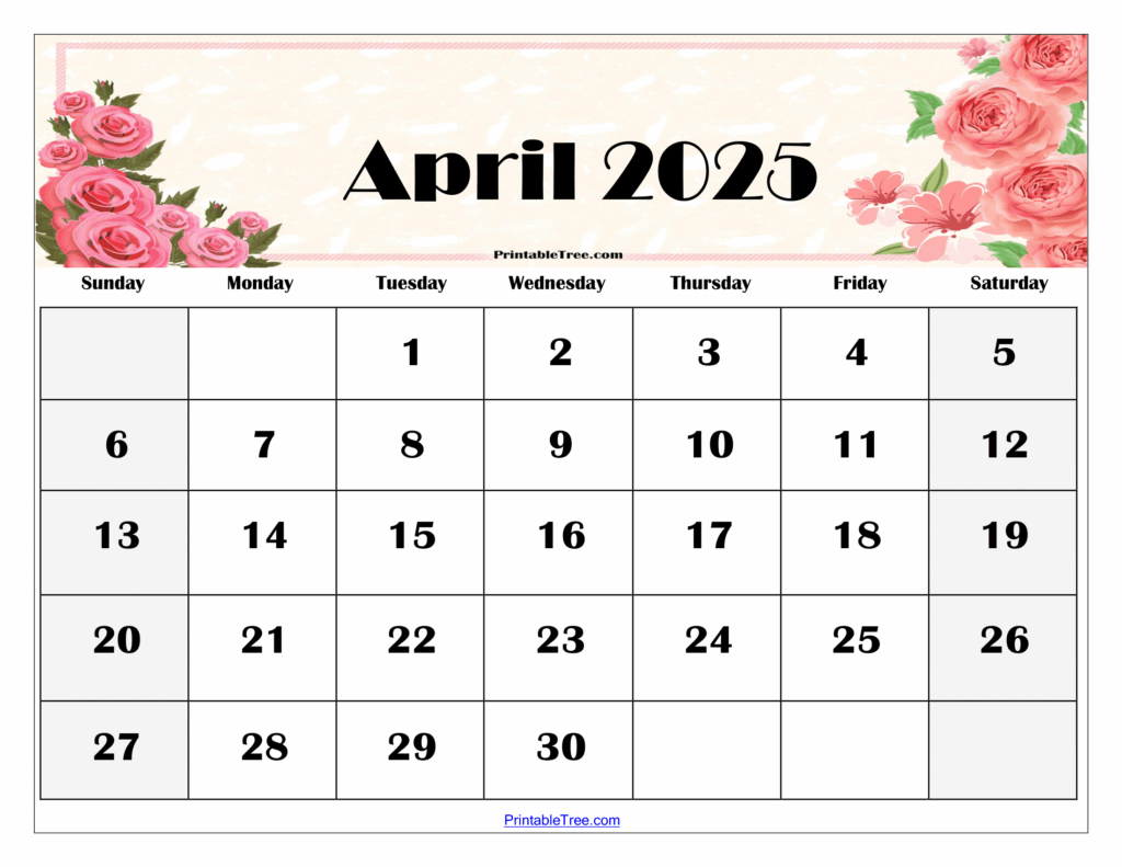 April Calendar 2025 Printable Cute Antonio K Diaz