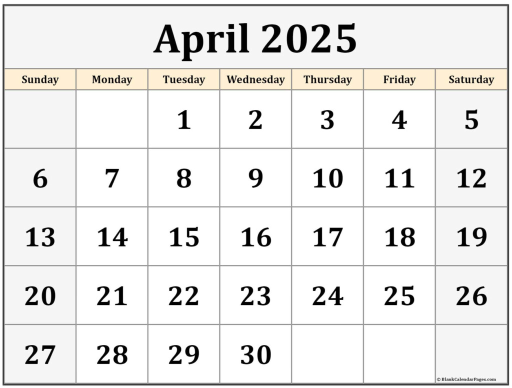 Blank Calendar Month Of April 2025 Angela L Heath