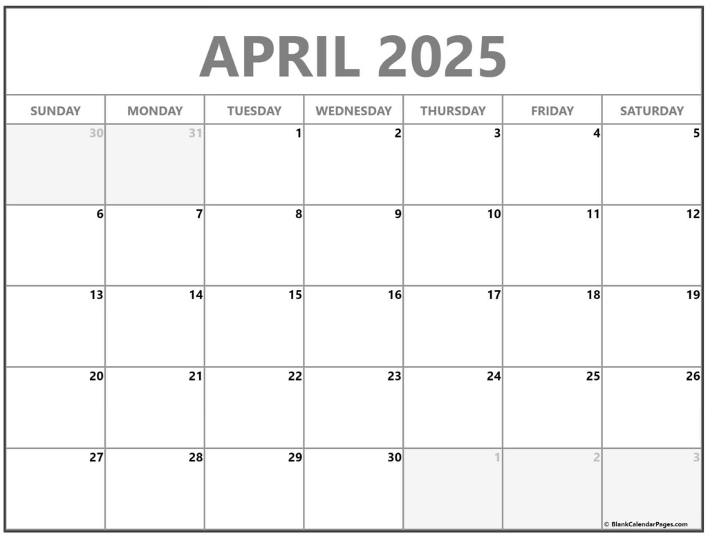 Blank Printable April 2025 Calendar Rana Rami