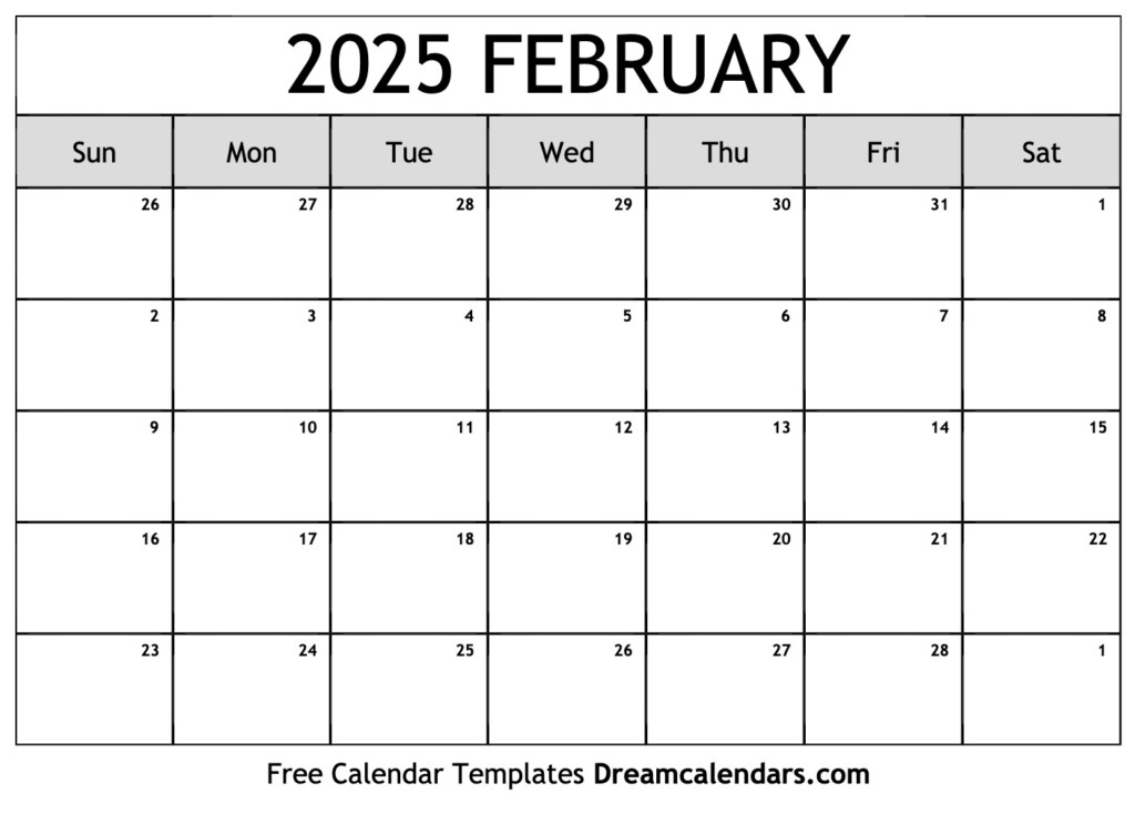 Blank Printable Calendar For February 2025 Alma V Overgaard