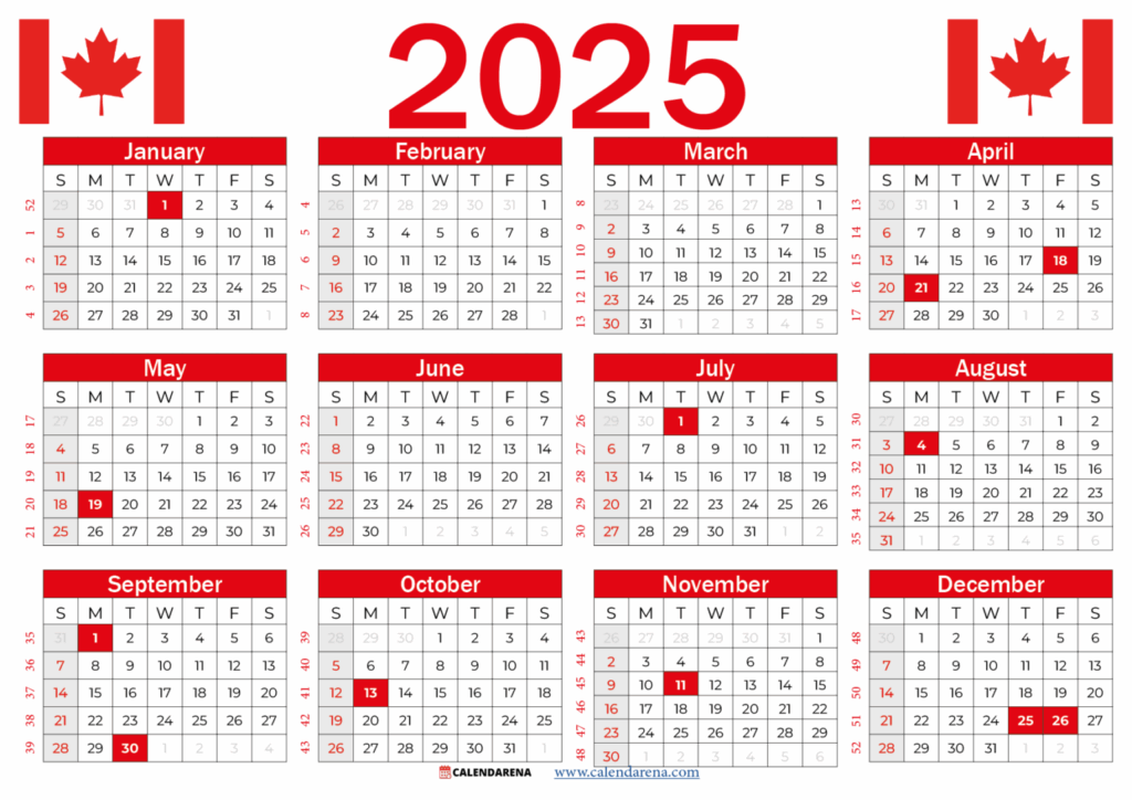 Calendar 2025 Canada Printable Free Pdf Download Andreas R Rasmussen