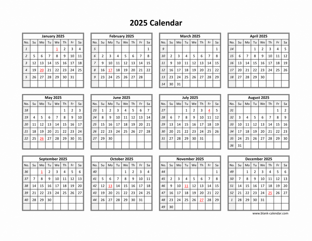 Calendar 2025 One Page Printable Michael S Miller