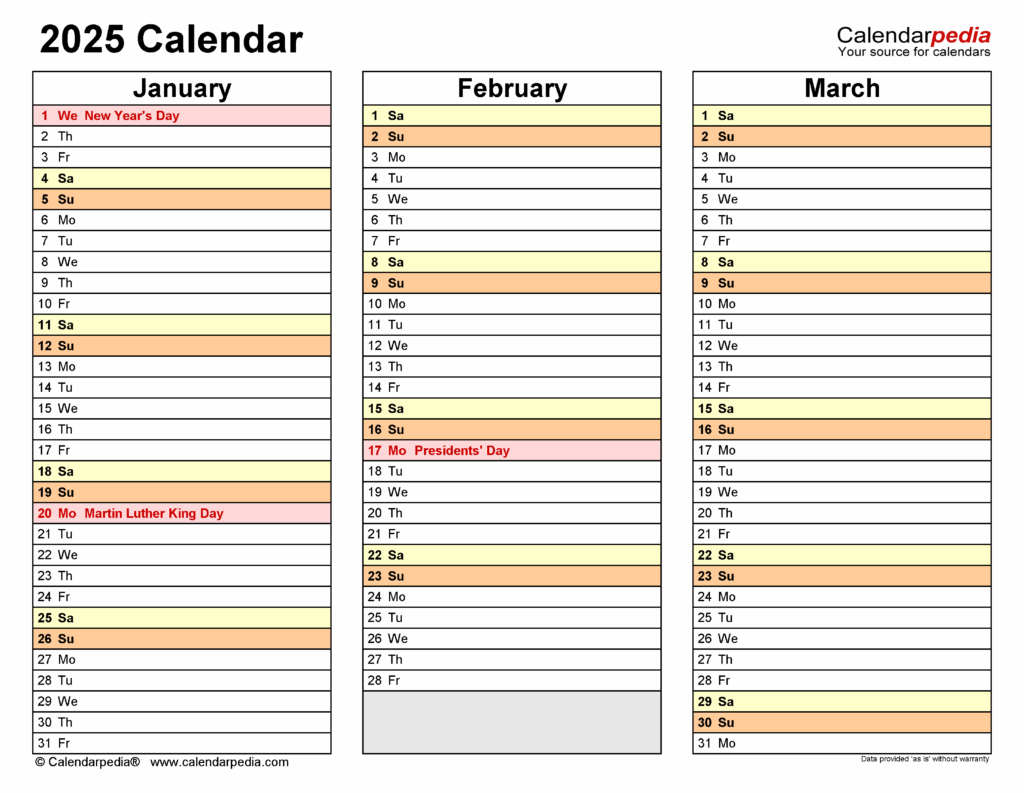 Calendar 2025 Printable Calendarpedia Daniel S White