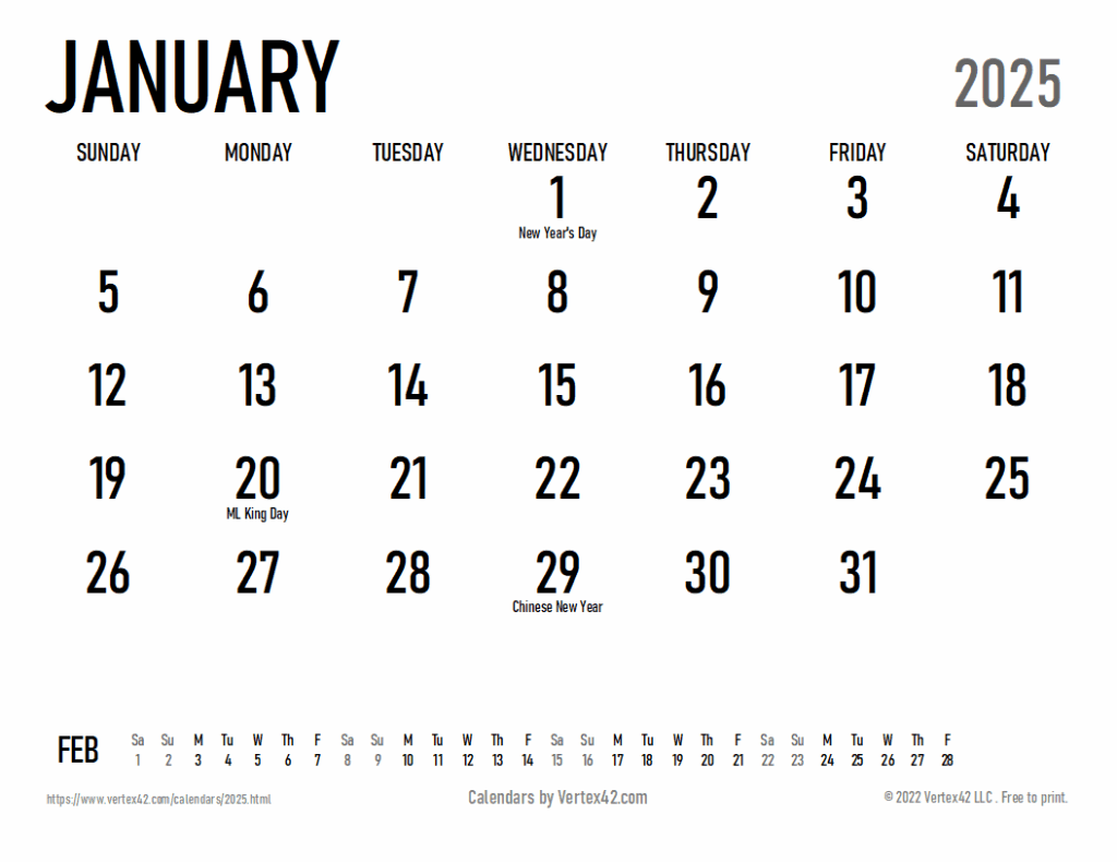 Calendar Monthly 2025 Free Printable Hiro Debrink