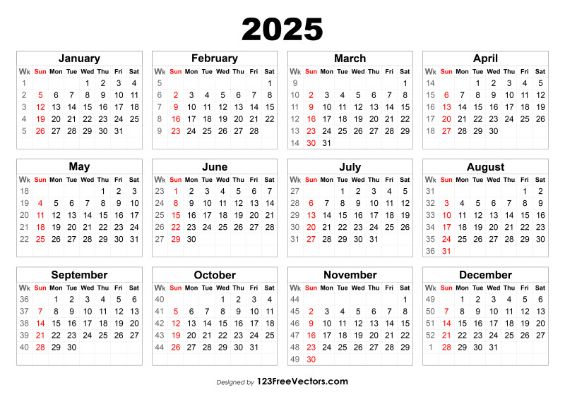 Calendar With Week Numbers 2025 And 2025 Carol R Futch