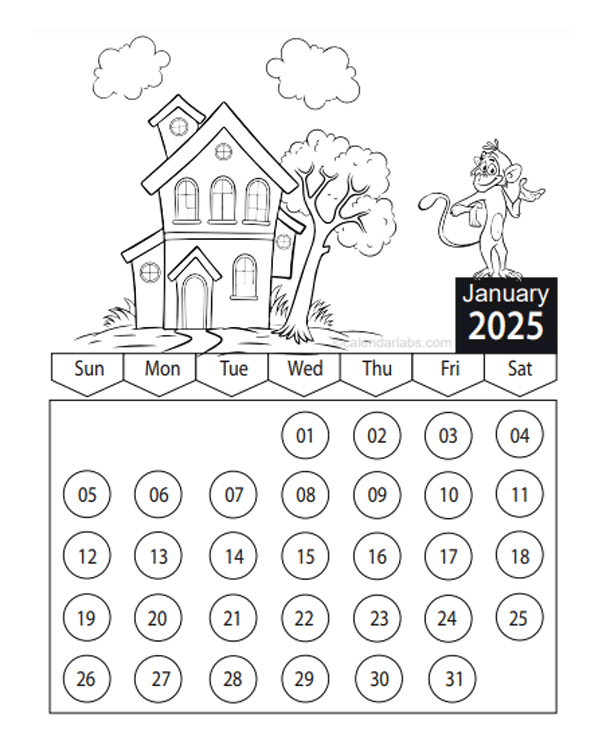 Coloring Calendar 2025 Amy S King