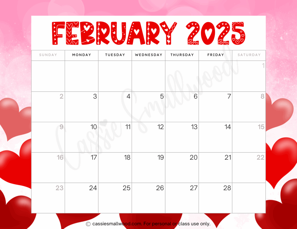 Cute 2025 Free Printable Monthly Calendars Cassie Smallwood Free 