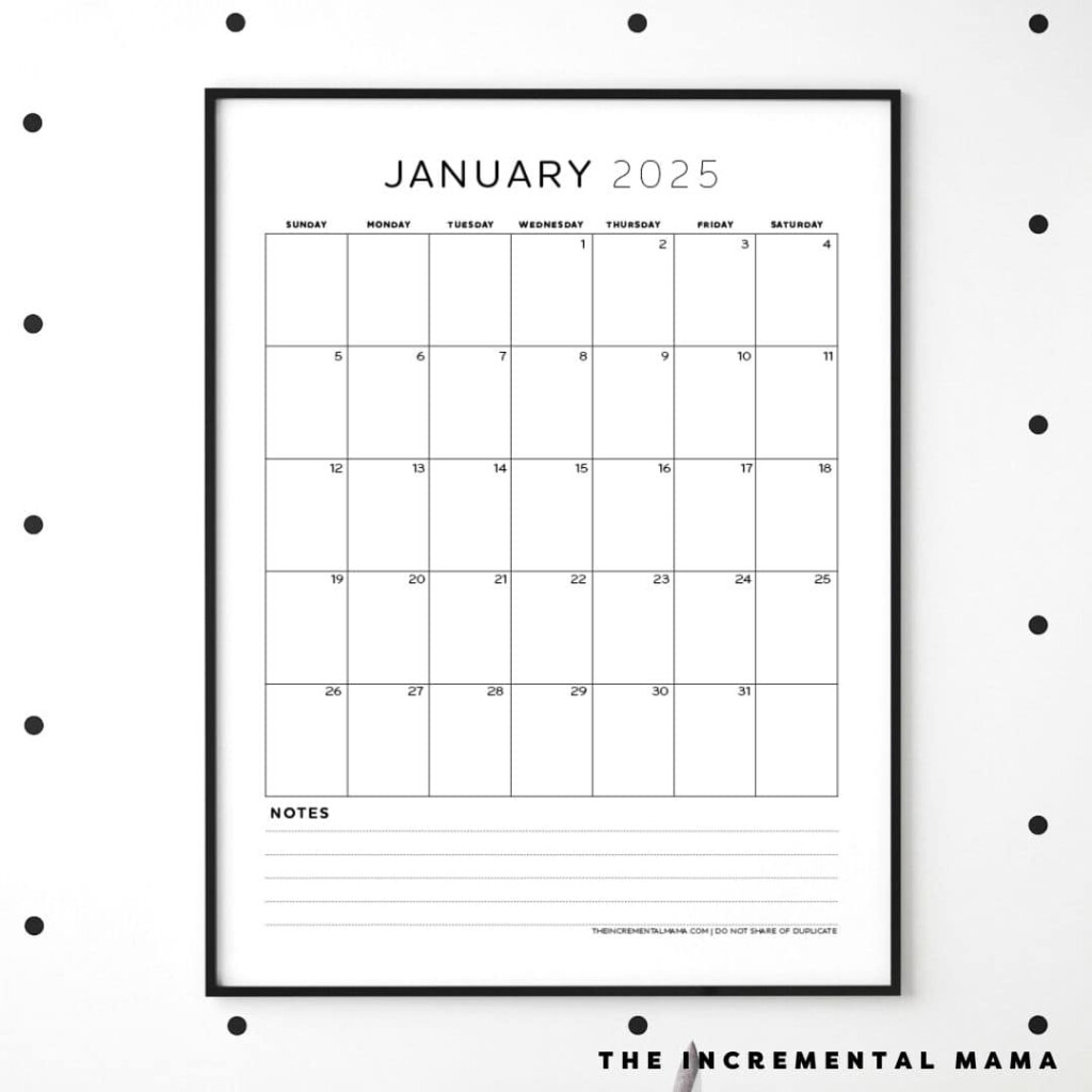 Cute 2025 Monthly Calendar Free Printable