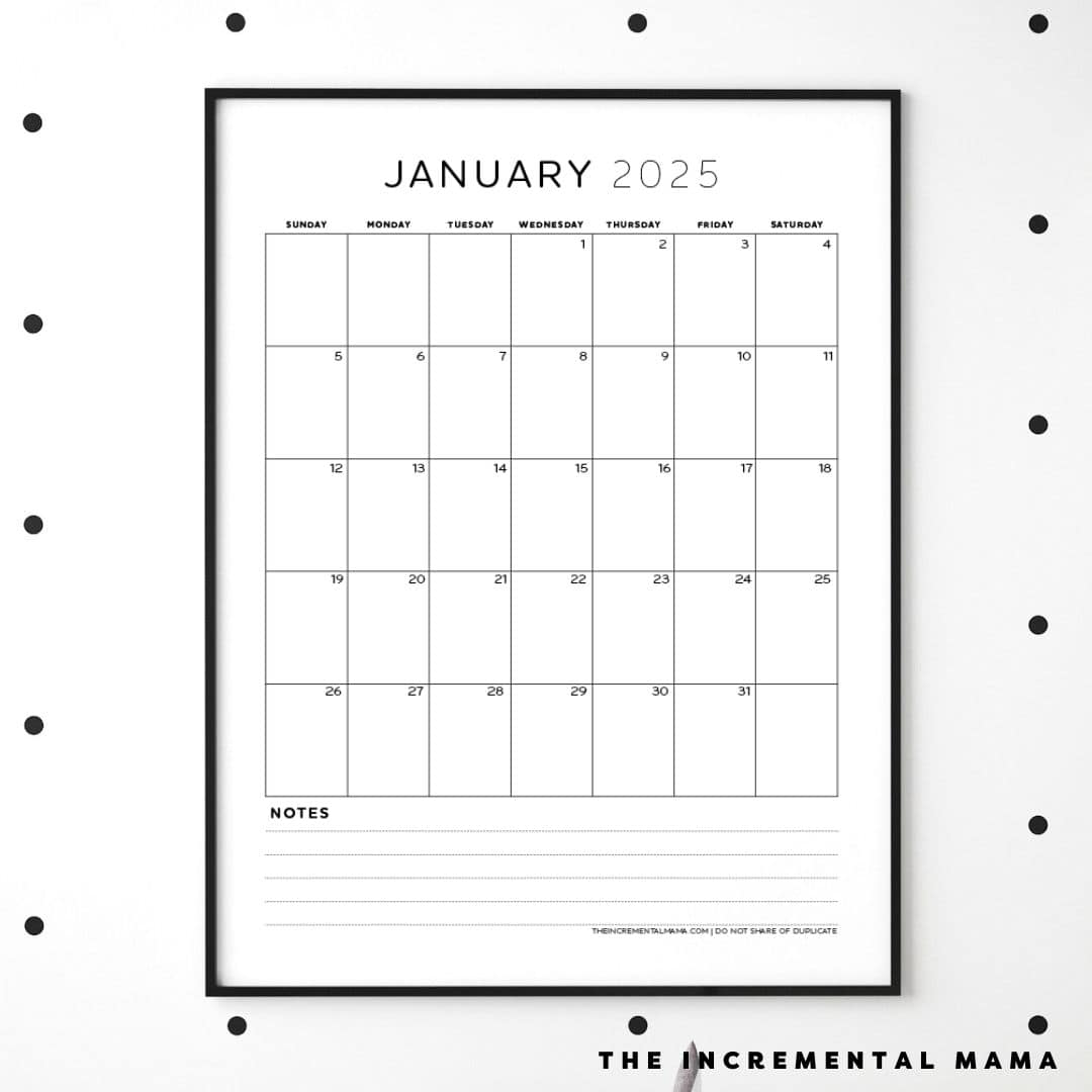 Cute 2025 Monthly Calendar Free Printable