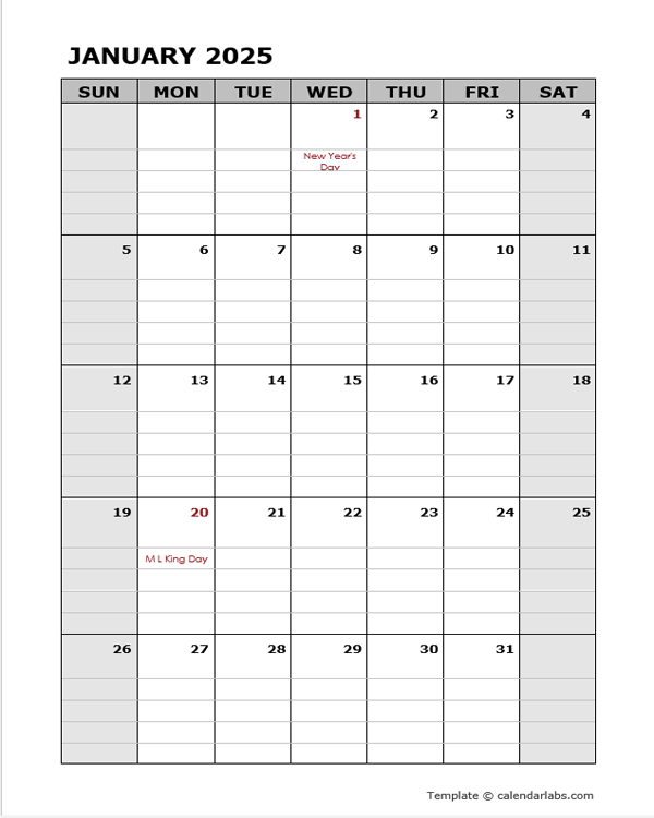 Daily 2025 Calendar Charlotte R Turner