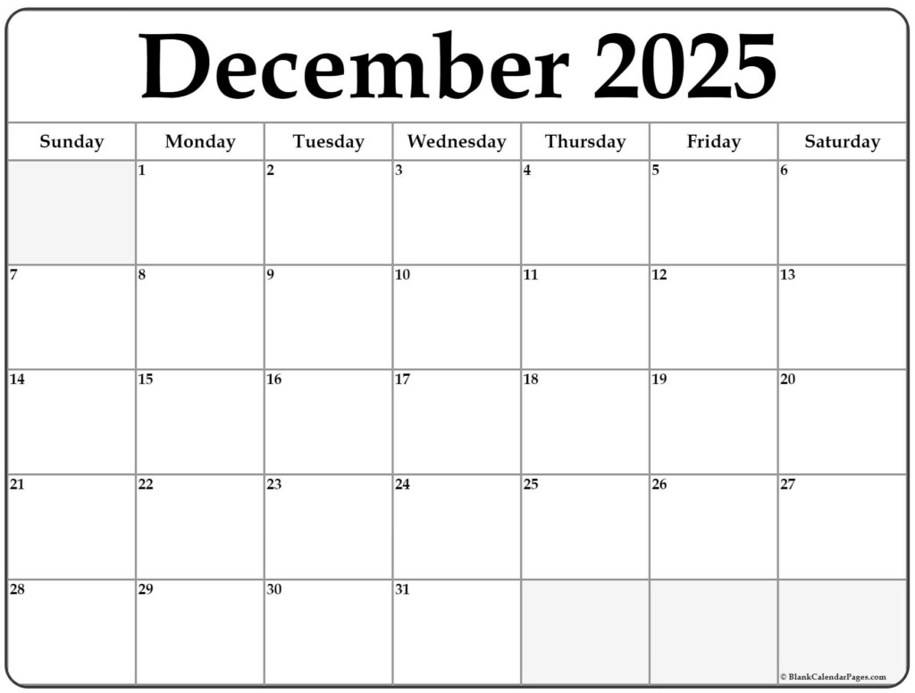 December 2025 Calendar Free Printable Calendars