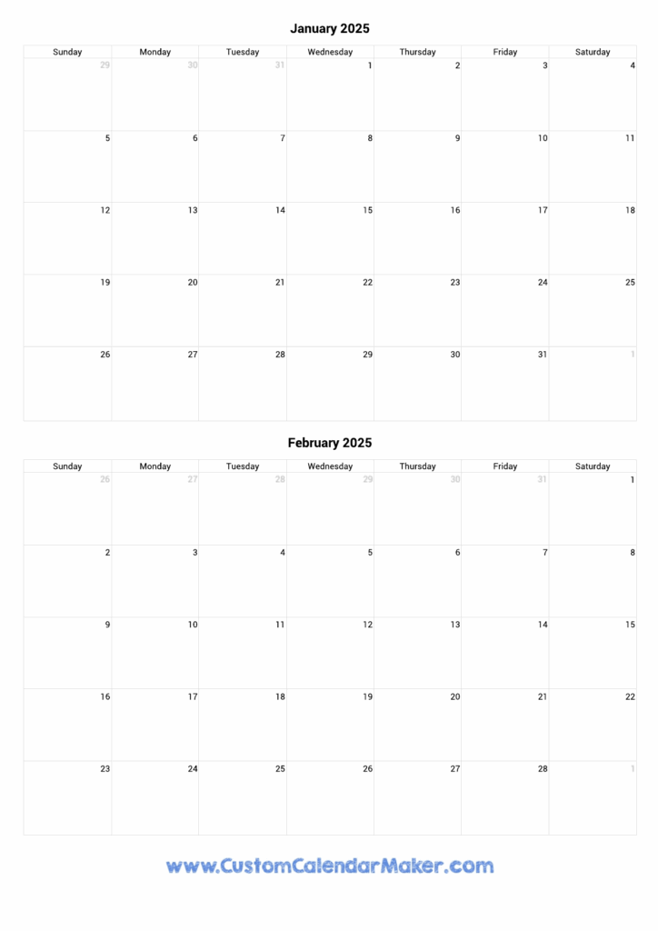 December January February 2025 Calendar Printable Pdf Lib Pattie