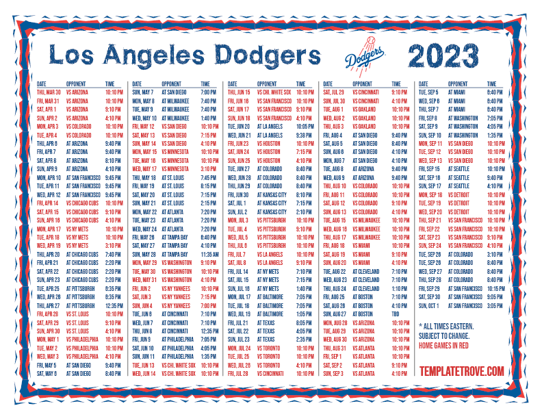 Dodger Schedule 2025 Printable Felipe S Murray