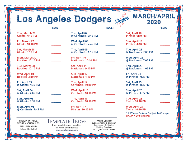 Dodgers Schedule 2025 Printable Leia Shauna