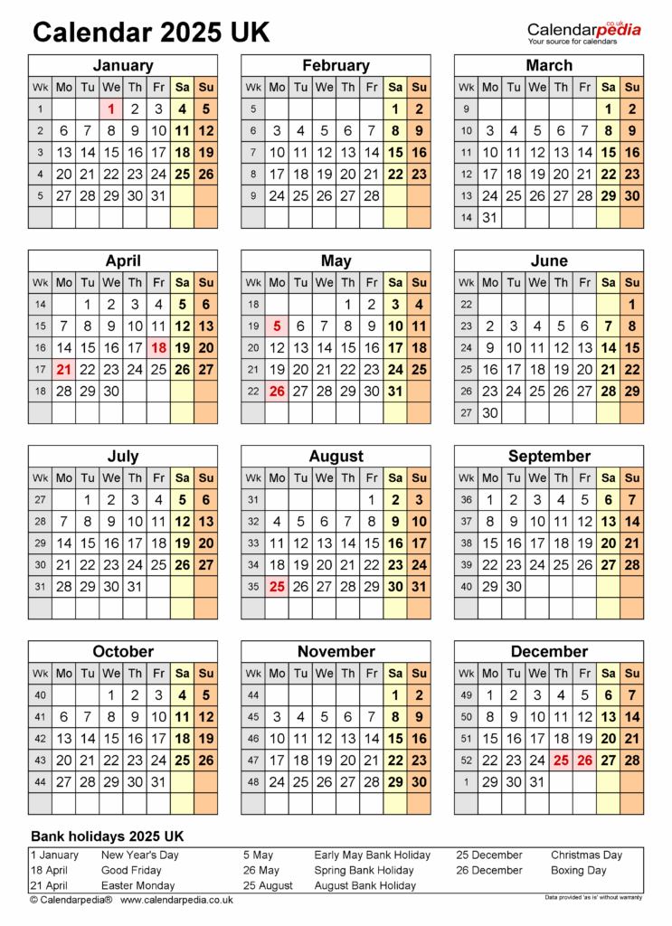 Downloadable 2025 Calendar Uk Riku Deboer