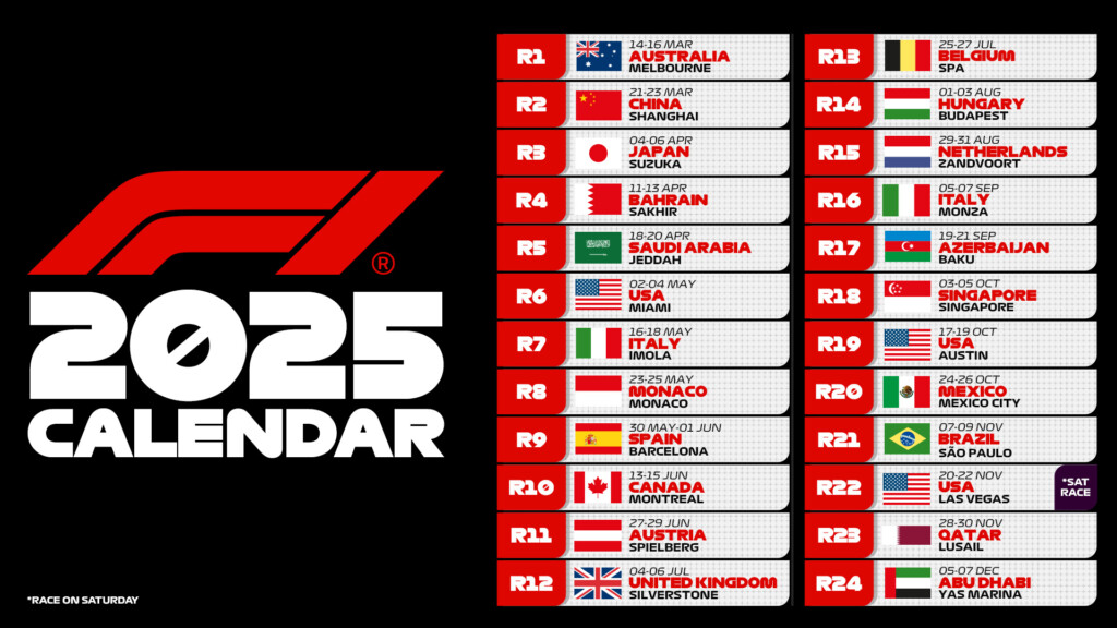 F1 2025 F1 2025 CALENDAR 