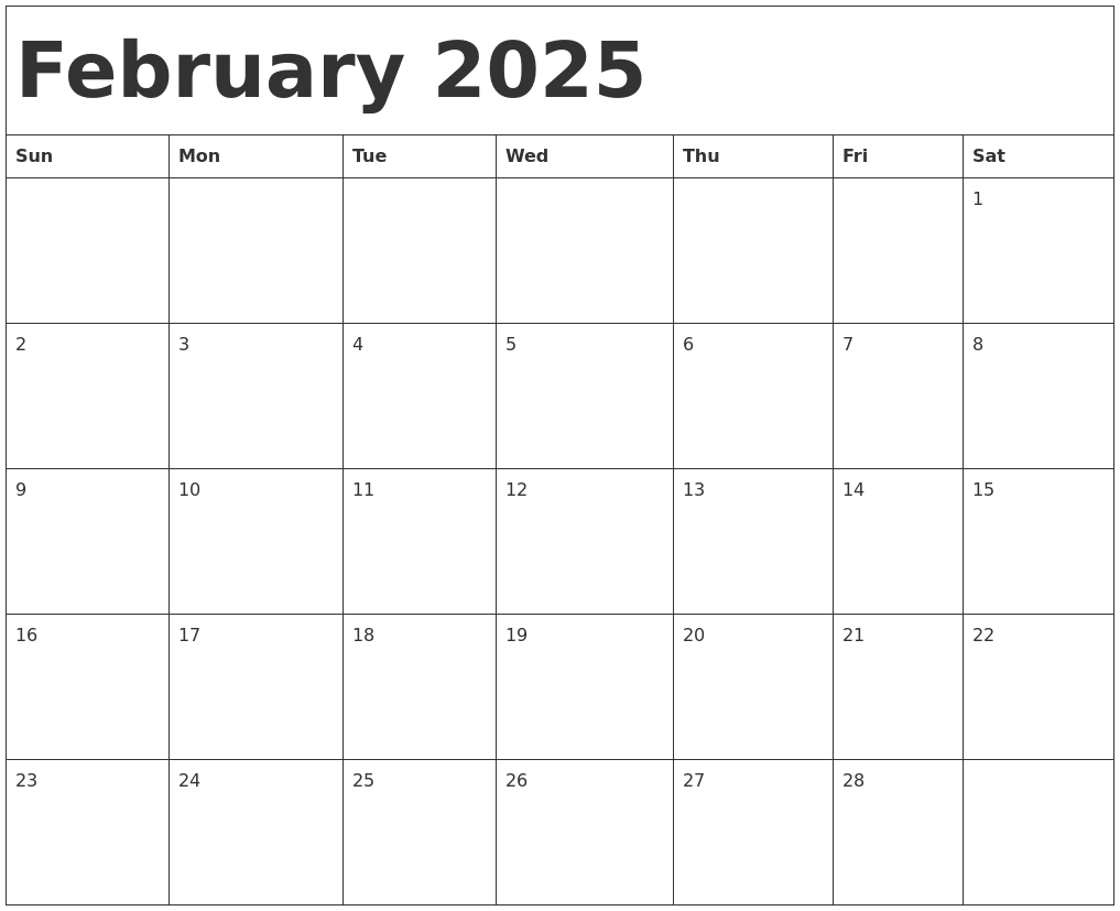 February 2025 Fillable Calendar Printable Samir Quinn