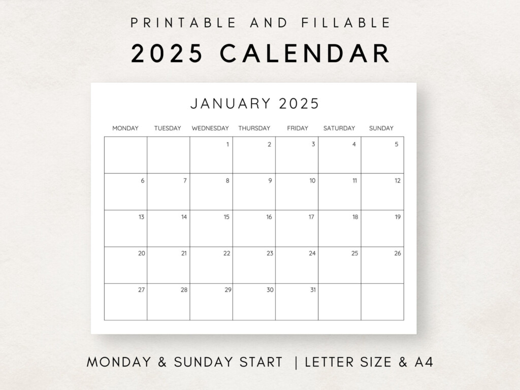 Fillable Calendar 2025 Printable Printable Calendars