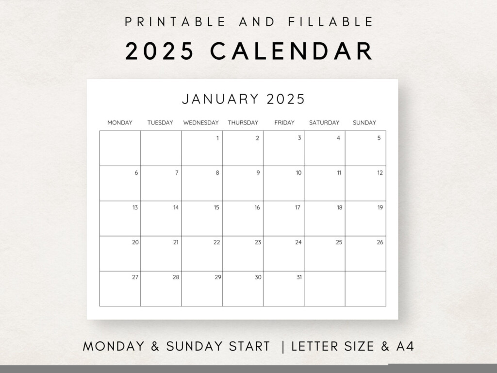 Fillable Calendar 2025 Printable Printable Calendars