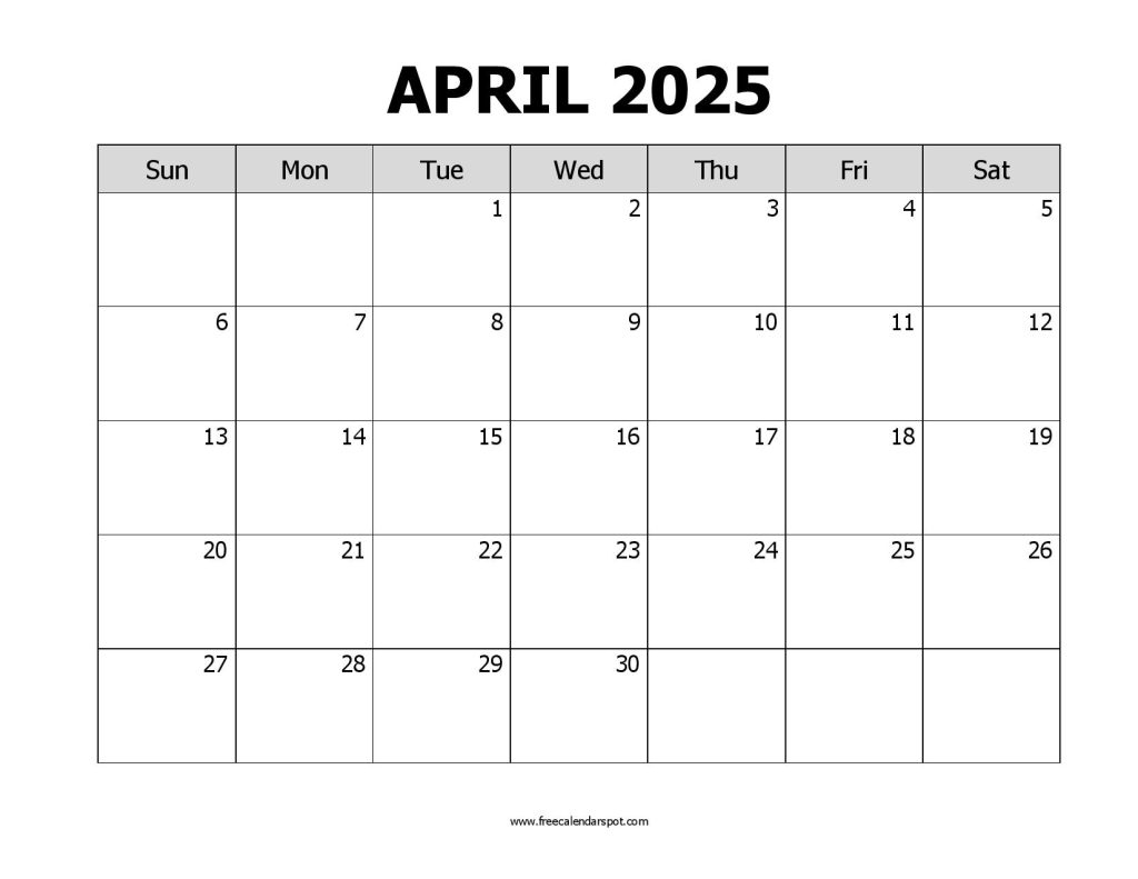 Free April 2025 Calendar Printable PDF Word