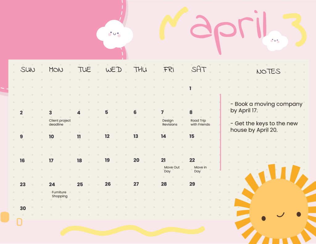 Free April 2025 Calendar Template Peters Pringer