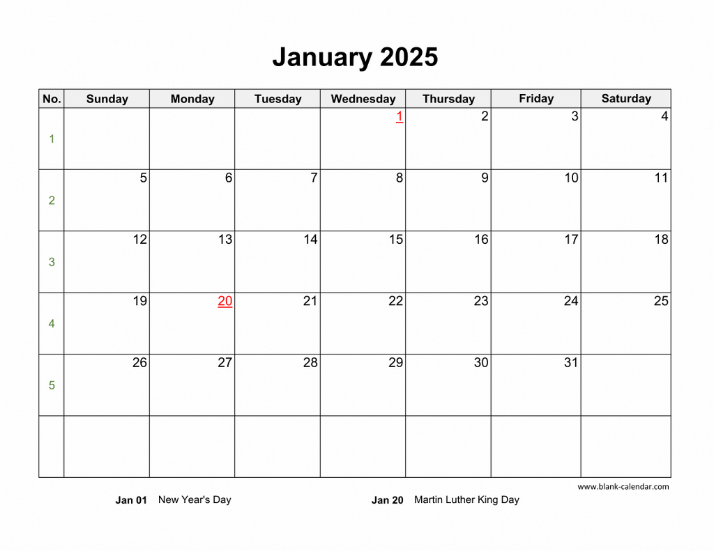 Free Blank Calendar Template 2025 Denise Dawes