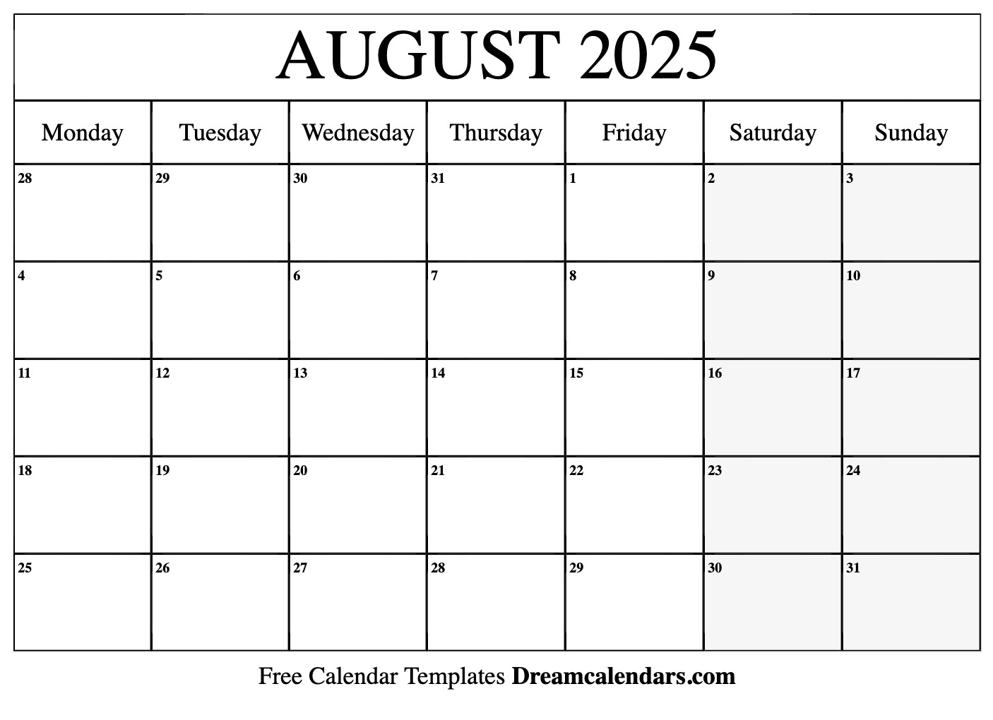 Free Calendar 2025 August 2025 Anders C Holst
