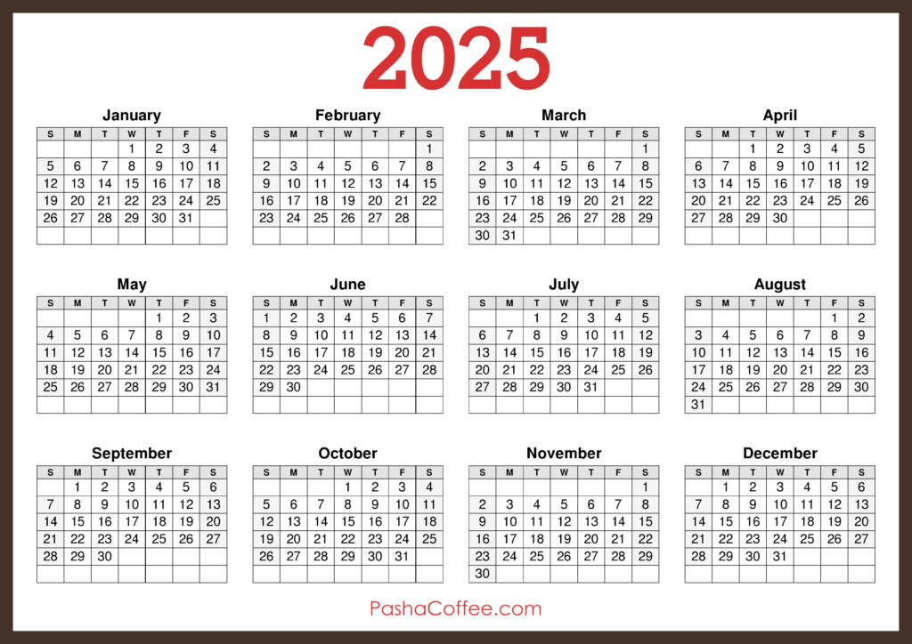 Free Full Size Printable Calendar 2025 Pdf Natty Viviana