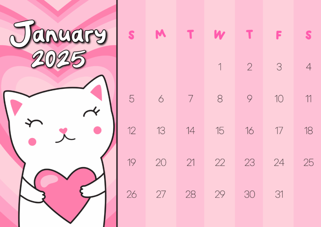 Free Pink 2025 Calendar Template To Edit Online