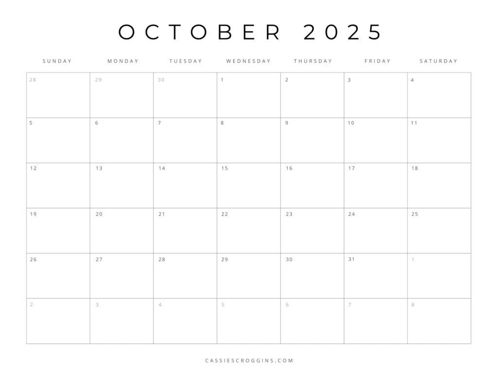Free Printable 2025 Blank Calendar
