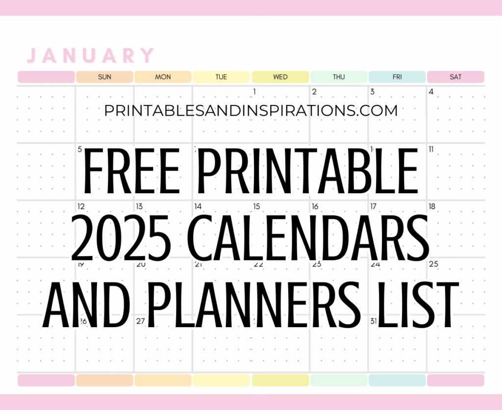 Free Printable 2025 Monthly Calendar Printable Calendars 2025